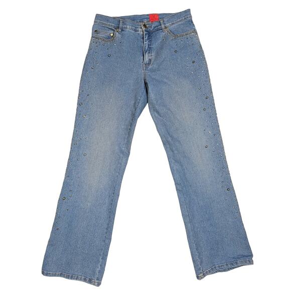 Y2K Very Vera Embellished Jeans Light Wash Size 8P - Picture 1 of 15